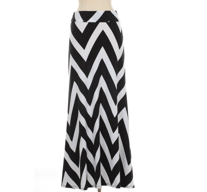 Black and White Chevron Maxi Skirt ...